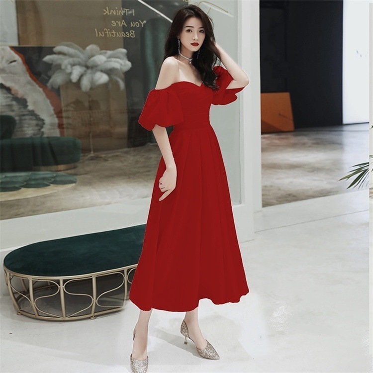 メガ割 メガ割早い者勝ち ロングスカート タキシード 中長 一言の肩 ワンピース バンディング 受け取って腰 パーティードレス 気高い 大人気