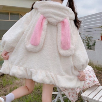 うさぎフーディー パーカー アウター コート スイート ガーリー ラブリー ホワイト 白