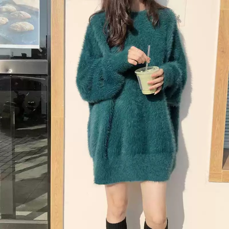 レディース ワンピース ニット セーター ニットワンピ ミニ 膝上 長袖 ラウンドネック もこもこ ふわふわ かわいい 大人可愛い きれいめ シンプル 上品 おしゃれ かっこいい こなれ感 ガーリー