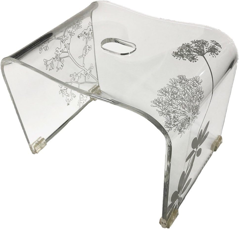 風呂いす 高さ約 25cm クリア 透明クリア地にプランツ柄 メタクリル樹脂 モダン 60435 8,351円