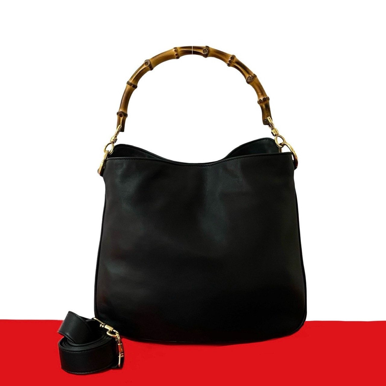 ヴィンテージ オールドグッチショルダーバッグ レザー ブラック 835-1