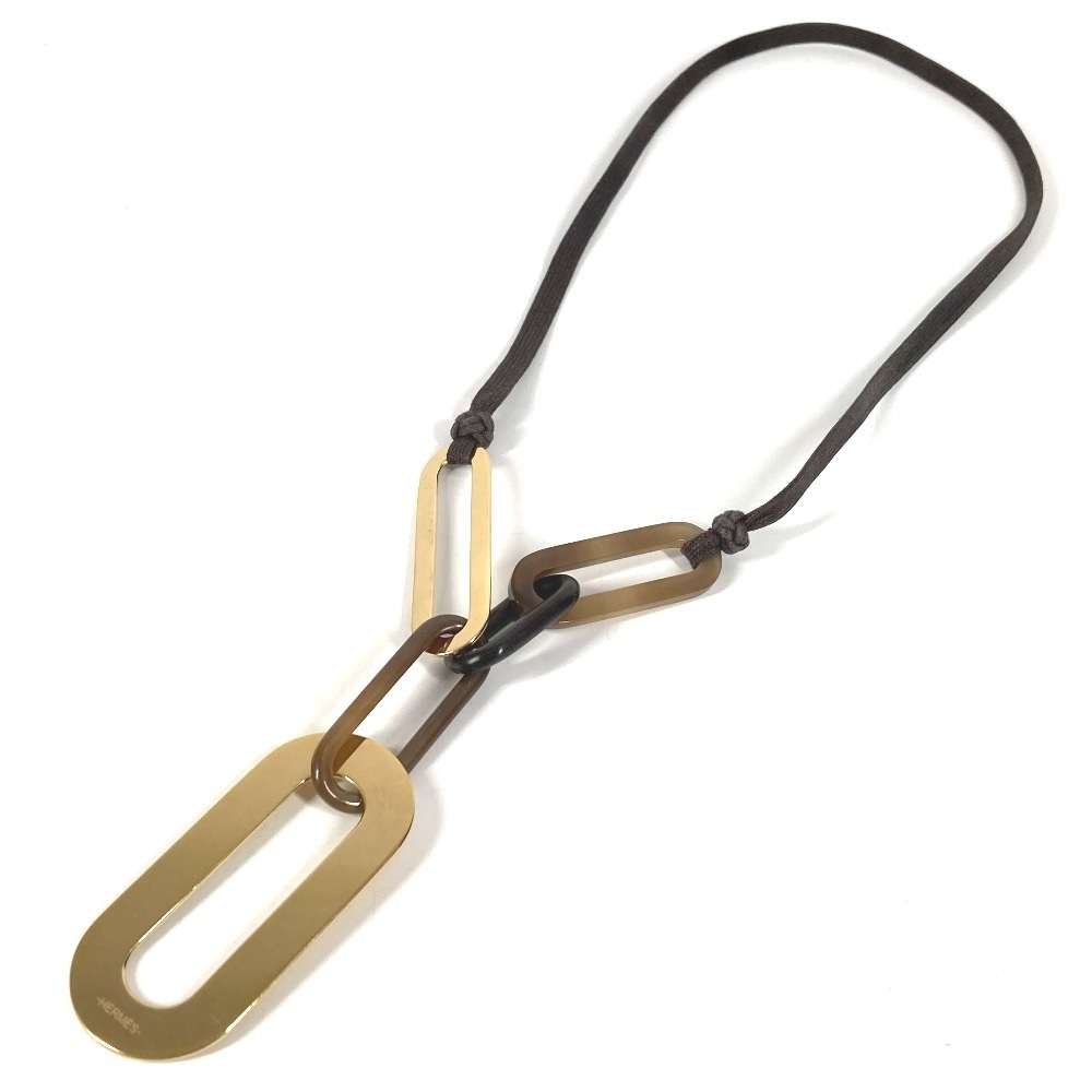 ネックレス ロゴ 水牛 バッファローホーン ブラウン