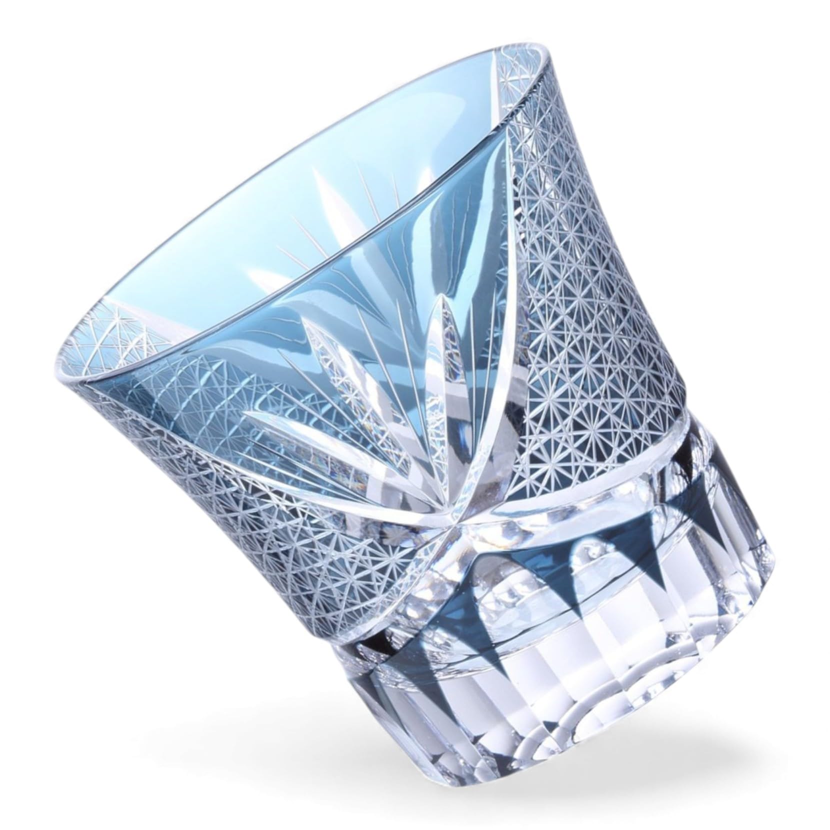 匠美風 ディナー ラグゼ 切子 グラス カップ Φ90xH85mm 240cc 蘭彫小紋 インクブルー 煌雅 PNO.333675