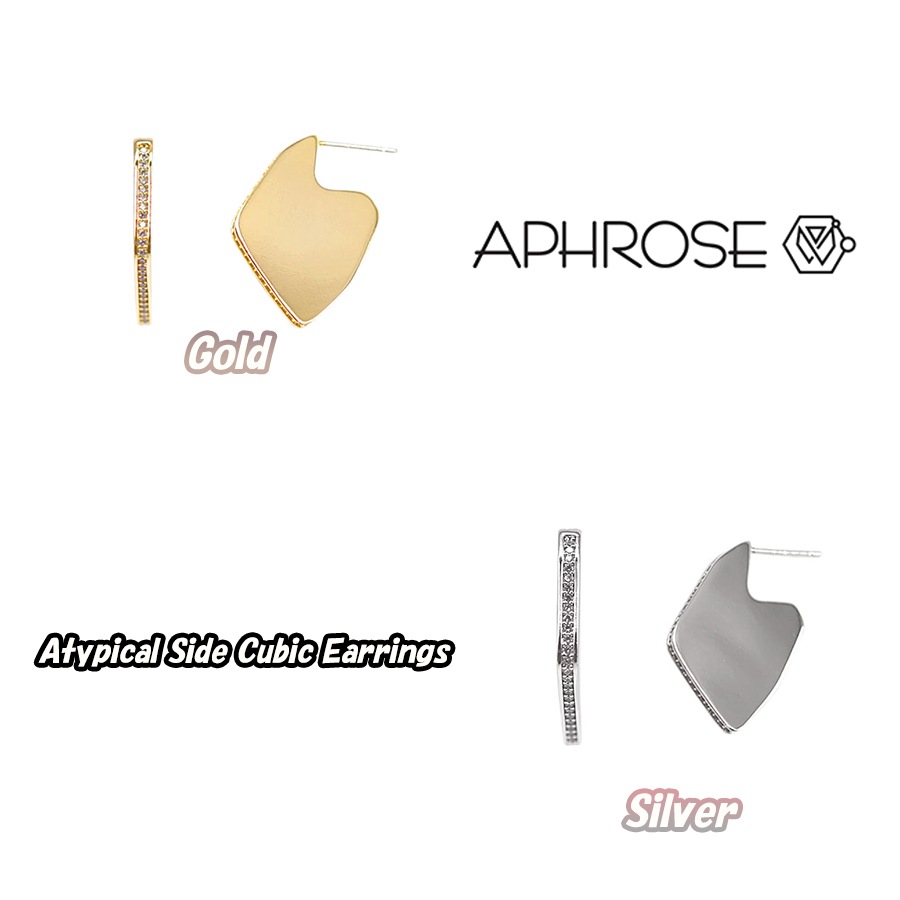 Atypical Side Cubic Earringsピアス 韓国ファション 正規品