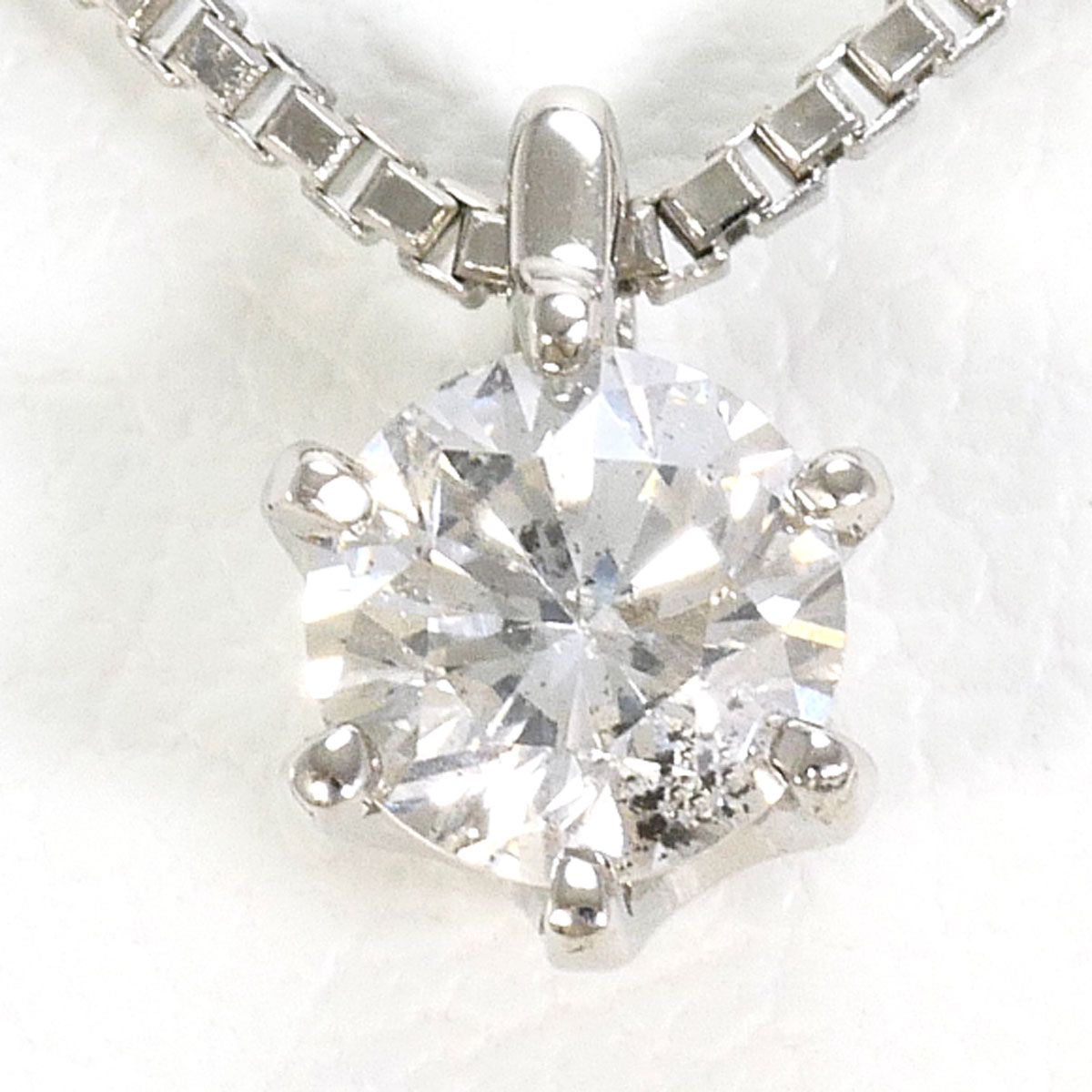 PT900 プラチナ PT850 プラチナ ネックレス ダイヤモンド 0.31ct I1 鑑定書 総重量約3.3g 約40cm 中古