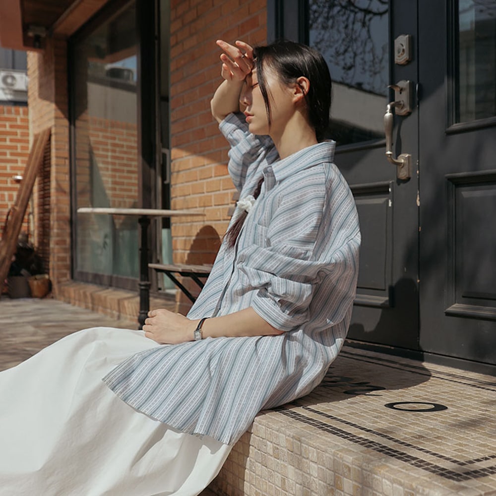 マルチストライプオーバーサイズシャツ