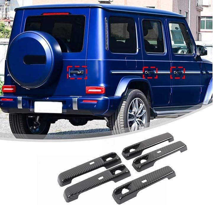 メルセデス ベンツ Gクラス 2025年～現行に専用 車 ドアハンドル保護パネル 車外ドアハンドルカバー 保護カバー ドアハンドルステッカー ガーニッシュ 外装パネル (カーボン調)