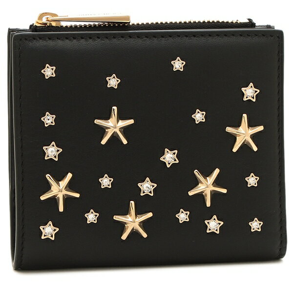 二つ折り財布 ハンニ コンパクト財布 スタースタッズ ブラック レディース HANNI CZN LIGHT GOLD