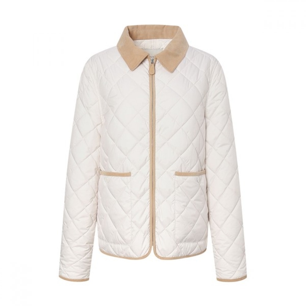 (ヘッジスレディース) 25SS ジップアップショートキルティングジャンパーアイボリー HSJU5A103IV