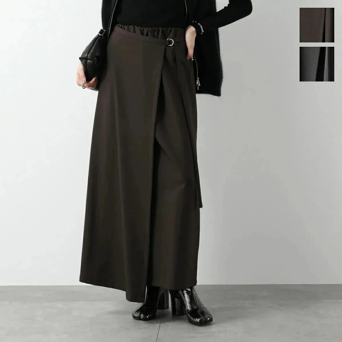 CHIGNON シニヨン ラップ風スカート 2645-231KK レディース Aライン 台形スカート ロング丈 ストレッチ 巻きスカート カラー2色m