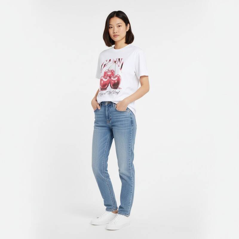 ガニ ベーシック チェリー 半袖Tシャツ ホワイト レディース T4004 151