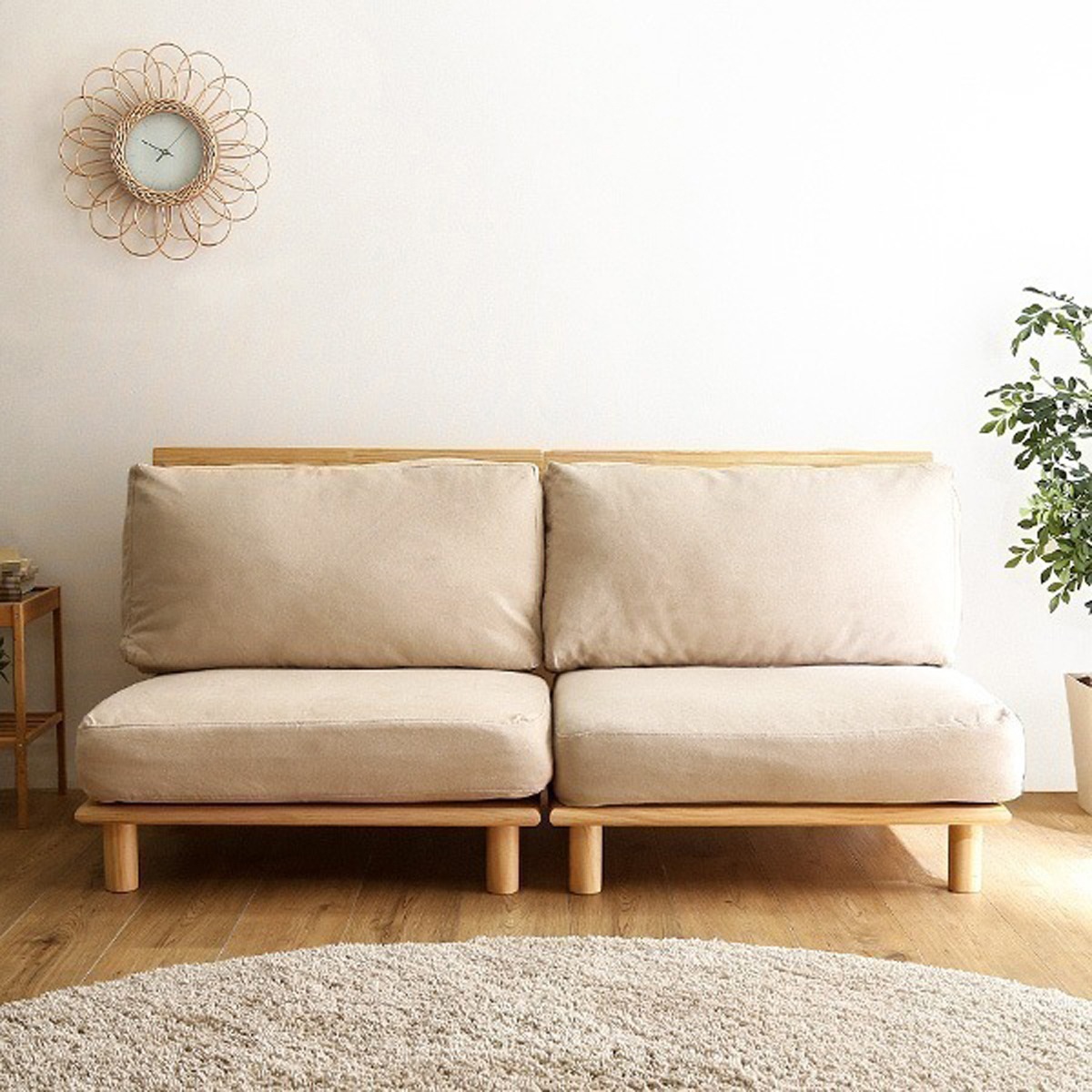 ファブリックローソファ ソファー おしゃれ 天然木 麻