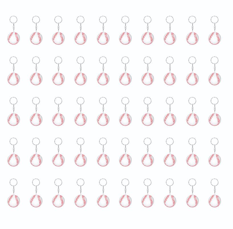 【50個セット】野球ボールキーホルダー スポーツ記念品 イベント景品に最適 運動会 卒業式 スポーツパーティー カーニバル景品 チーム報酬品 スクールイベント 野球場グッズ バッグフィラー 優勝記念品