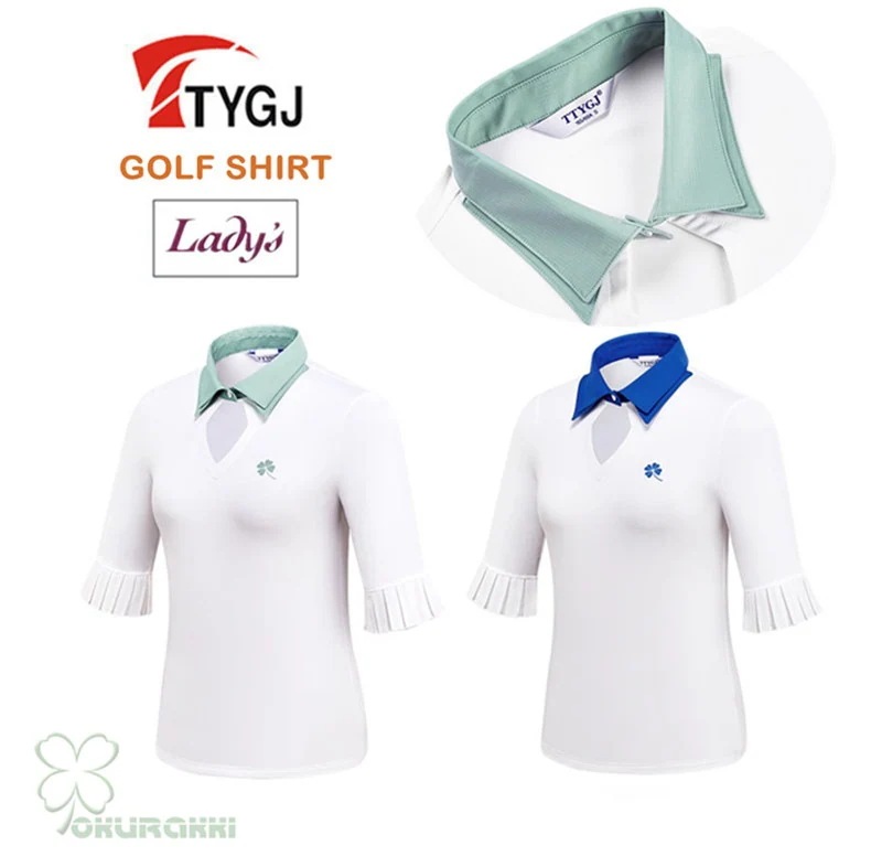 ゴルフ 半袖ポロシャツ ゴルフウェア 通気速幹 ストレッチ シャツ レディース ポロシャツ 春夏新作モデル2506gfshirt14