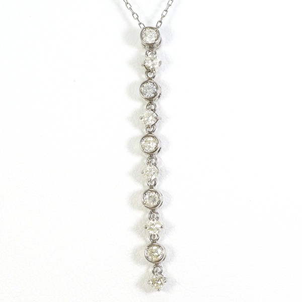 K18 18金 WG ホワイトゴールド ネックレス ダイヤ 0.50 約45cm ジュエリー 中古