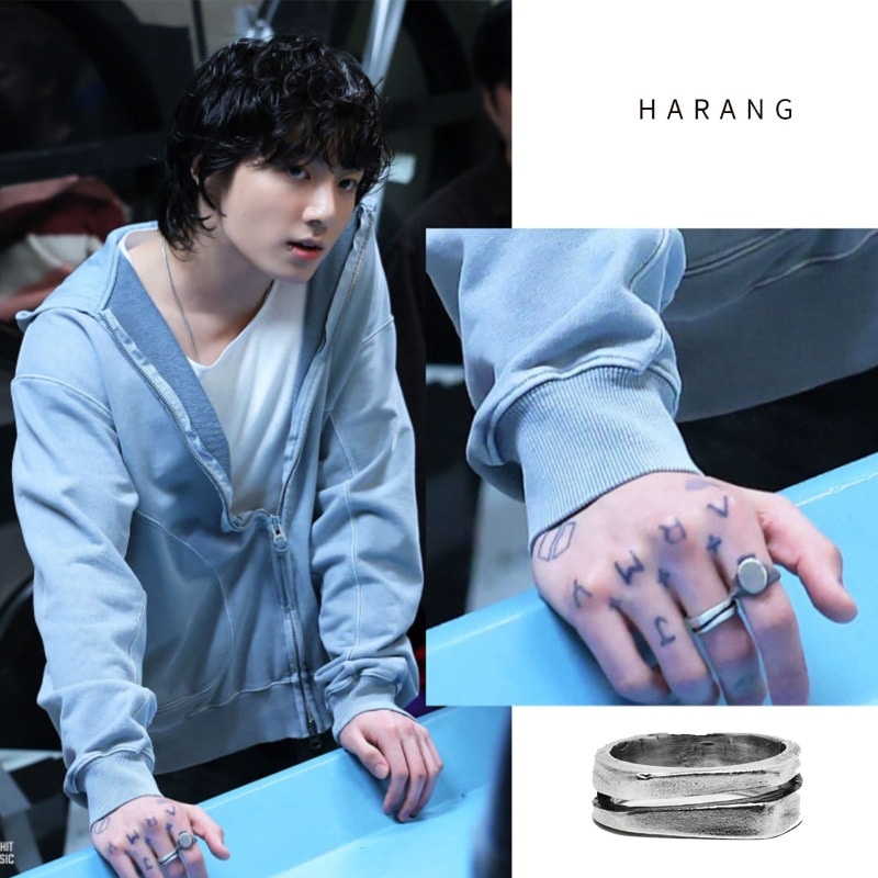 btsジョングク着用 [HARANG] HR 72R Silver Split Ring seven MV着用