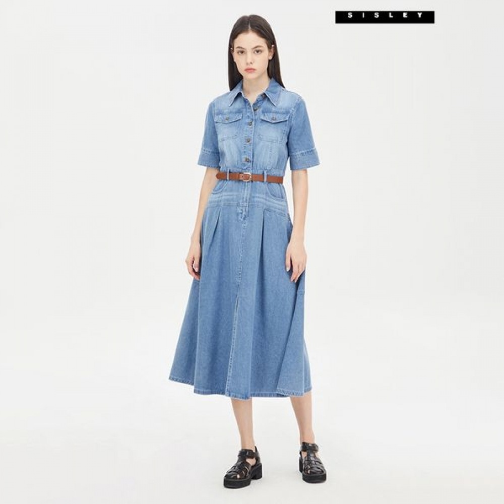 [シスレー] シスレーリムジヨンウェアウエストバンディングデニムシャツドレスSAOPC6531