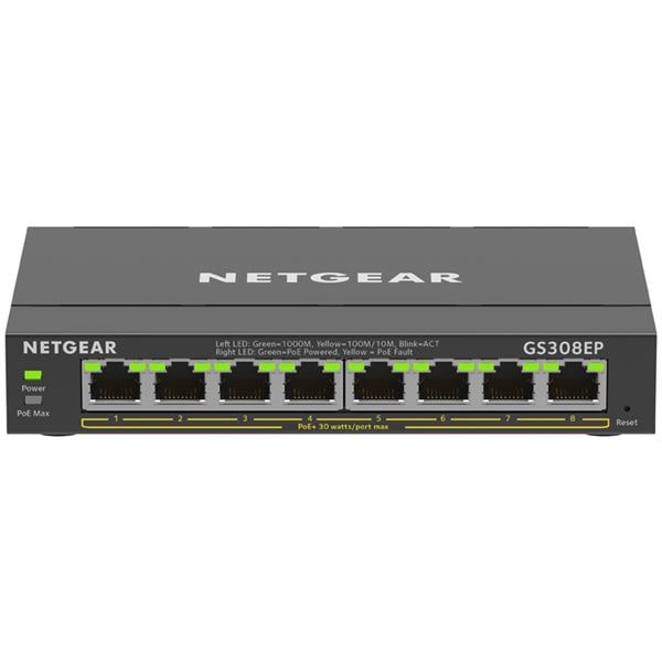 NETGEAR Inc. SOHO/家庭向けPoE+対応 (62W) ギガビット8ポートアンマネージプラススイッチ GS308EP-100JPS