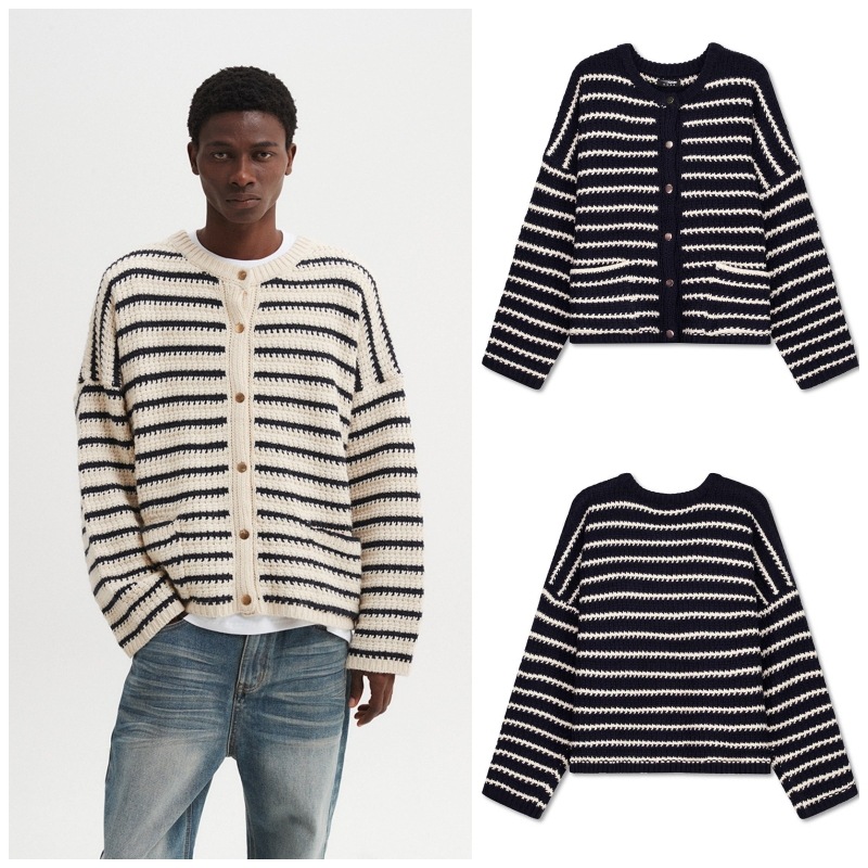 【DNSR】 STRIPE ROUND CARDIGAN : 2COLORS