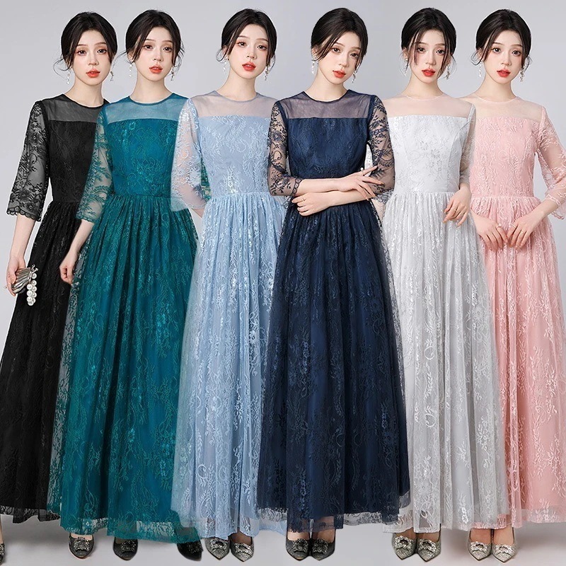 【3日で出荷】【縁夢】 イブニングドレス レース イブドレス ロングワンピース パーティードレス キャバ 着痩せ 大人 同窓会 披露宴 卒業式 結婚式 演奏会 ウェディング 二次会 発表会 メガ割