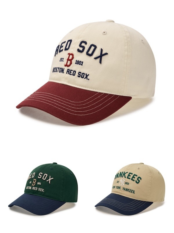 3ACPV085N 正規品保証 関税負担なし 韓国限定販売 男女共用 バーシティ レタリング 配色 アンストラクチャー ベースボールキャップ ニューヨーク ヤンキース