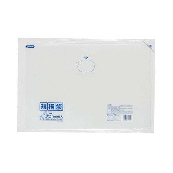 [5セット] ジャパックス LD 規格袋 15号 0.030mm厚 100枚 透明 K-15X5