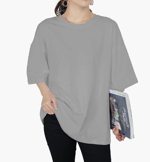 Tシャツ レディース 半袖 白tシャツ 無地 夏 おおきいサイズ ゆったり綿100 5分丈 ビッグtシャツ オーバーサイズ tシャツ 透けない 黒 トップス 涼感tシャツ カットソー 大きめ おしゃ