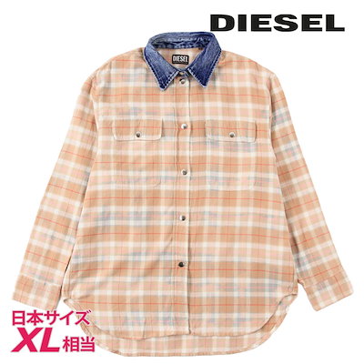 ディーゼル DIESEL 長袖コットンフランネルシャツ レディース チェック柄 デニム切替 C-CROSS-FL DIESEL ディーゼル 長袖フランネルシャツ レディース チェック柄