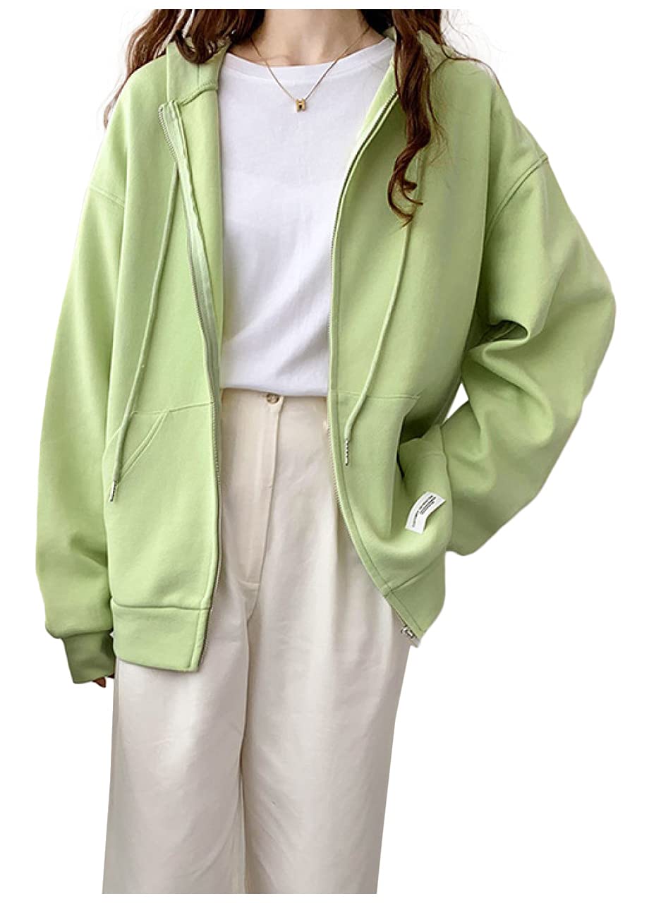 [エムズ ミミ] ジップパーカー レディース オシャレ 秋 冬 ゆったり カラー 緑 サイズ L グリーン