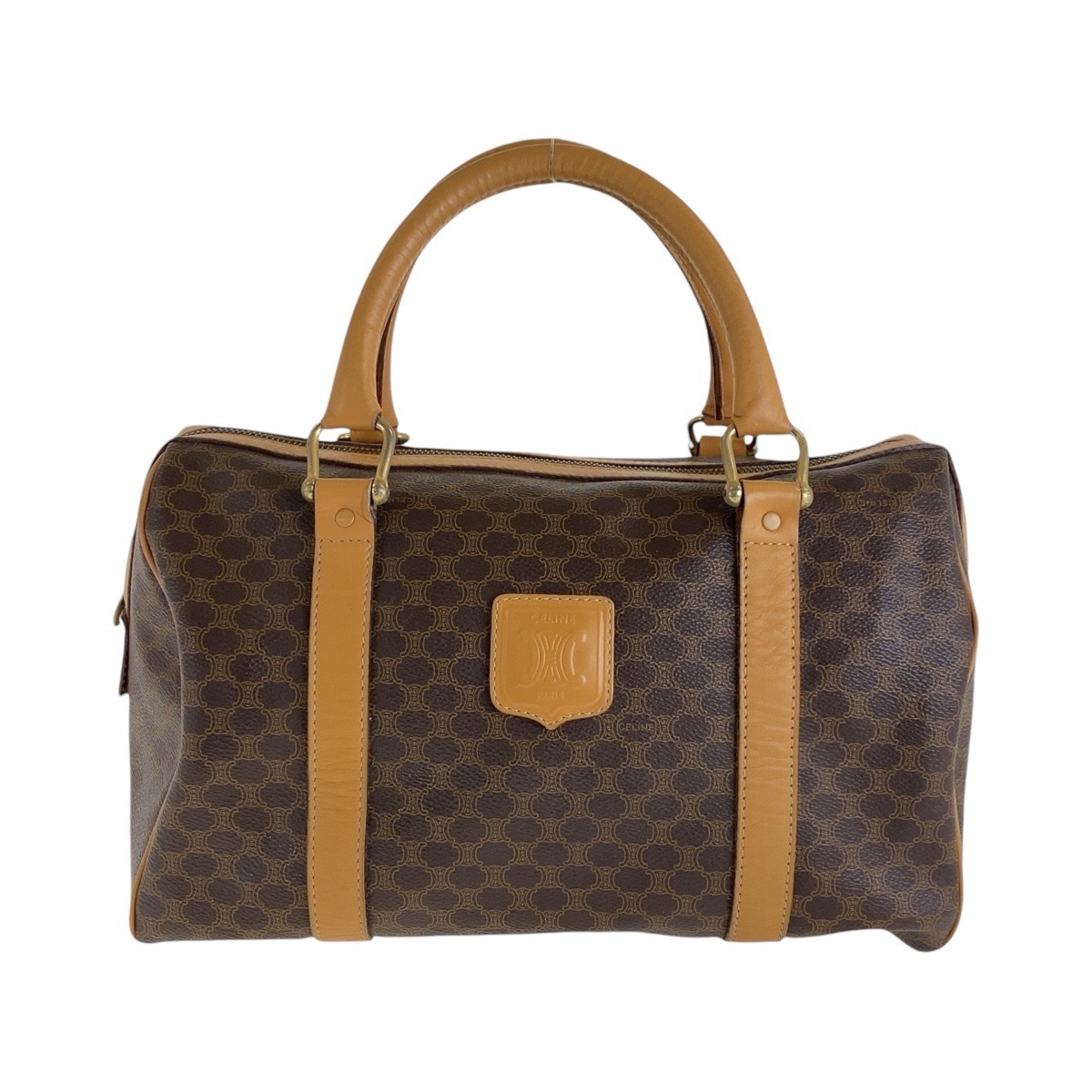 美品 マカダム ブラウン ゴールド金具 PVC/レザー ハンドバッグ ボストンバッグ レディース 410670