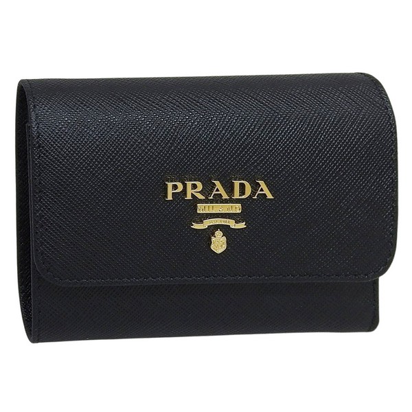 プラダ 財布 レディース 二つ折り財布 アウトレット サフィアーノレザー ブラック PORTAF.PICCOLO PATT. SAFFIANO MULTIC 1MH025 ZLP F061H NERO