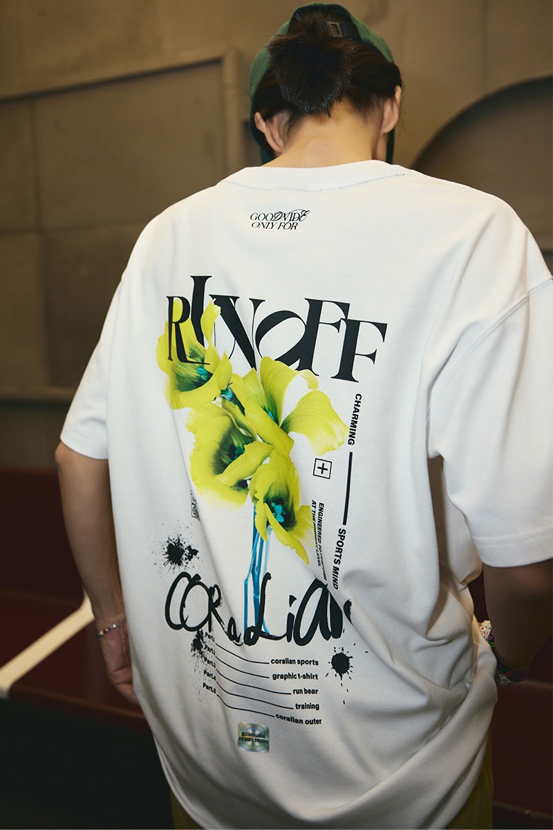 [ランオフ]フラワー グラフィック 綿Tシャツ_ホワイト [CRTC1285]
