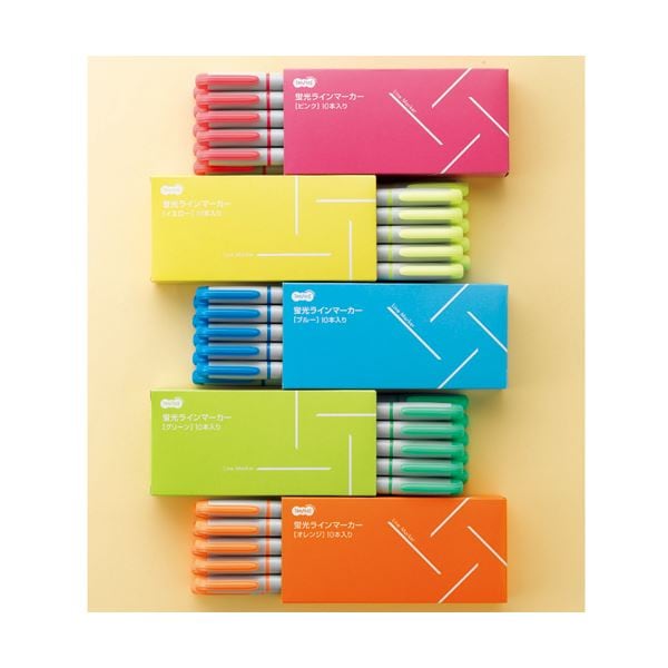 (まとめ) TANOSEE 蛍光マーカーシングルタイプ（キャップ式） オレンジ 1セット（10本） (×30セット)