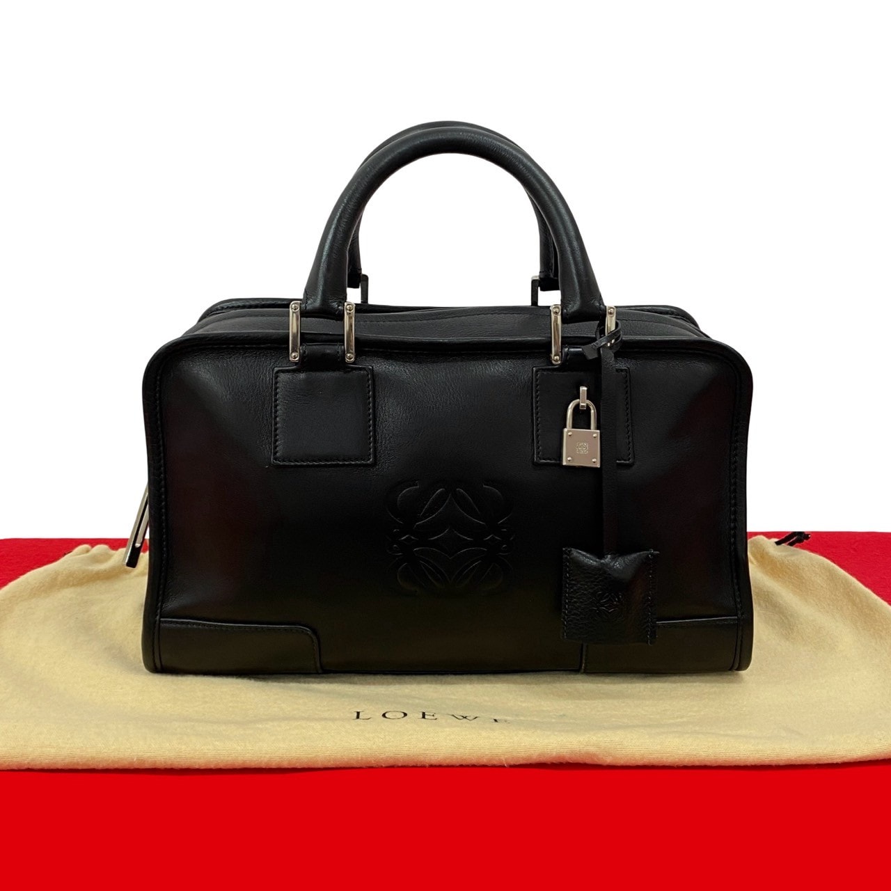 アマソナ 28 アナグラム ロゴハンドバッグ レザー ブラック 24412