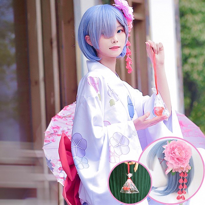 Re：ゼロから始める異世界生活 レム 浴衣Ver 和服 浴衣 着物 コスプレ衣装 コスチューム