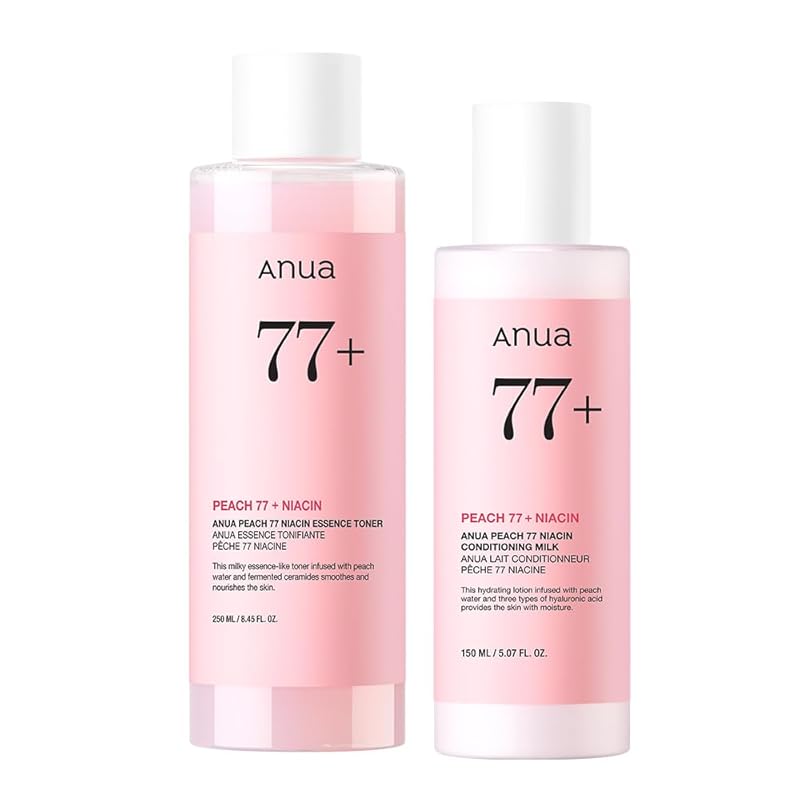 ANUA(アヌア) 桃77ナイアシンエッセンストナー250ml + 桃77ナイアシンコンディショニングミルク150ml 2STEPセット(化粧水＋乳液) 肌トーン ツヤ肌 水光肌 角質 水分 保湿 乾