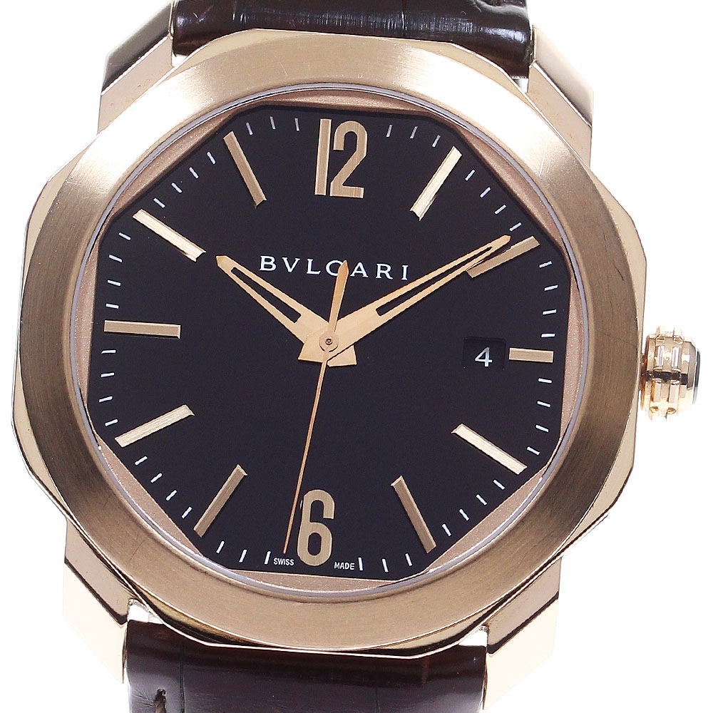 ブルガリ BVLGARI 102702 オクト ローマ デイト K18PG 自動巻き メンズ 保証書付き_837283【中古】