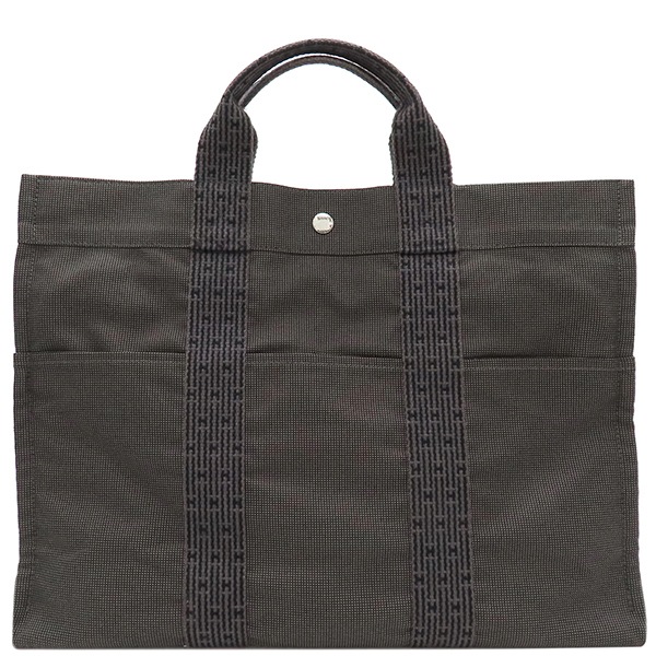 エルメス HERMES トートバッグ エールライントート MM キャンバス グレー シルバー金具 鍵・カデナ欠品 【中古】