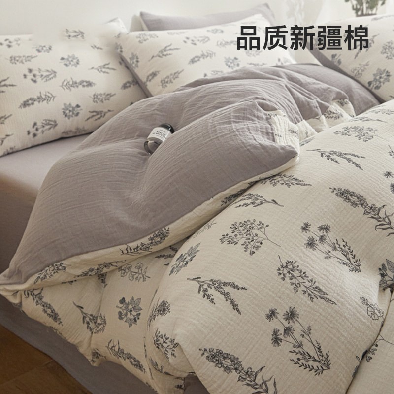 ミドルスタイルのコットン二重層糸純綿ベッド4ピースセット2025新しいベッドシートベッド配分セットabキルトカバー
