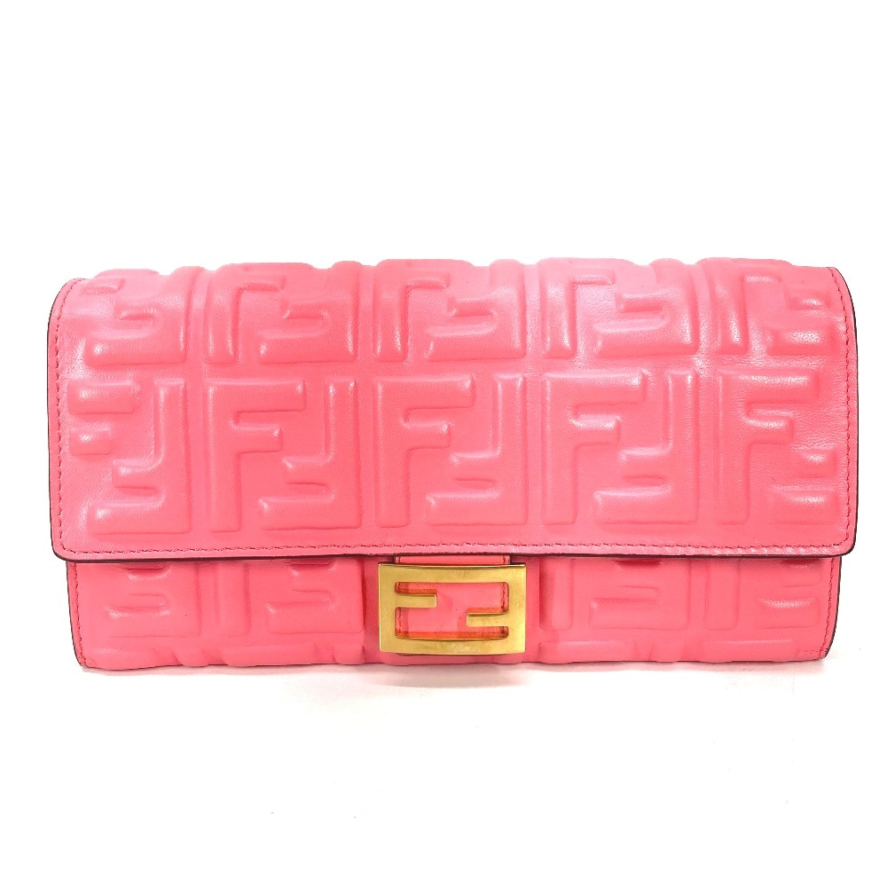 長財布 8M0251 バゲット コンチネンタル ズッカ フラップ 二つ折り ロングウォレット レザー ピンク