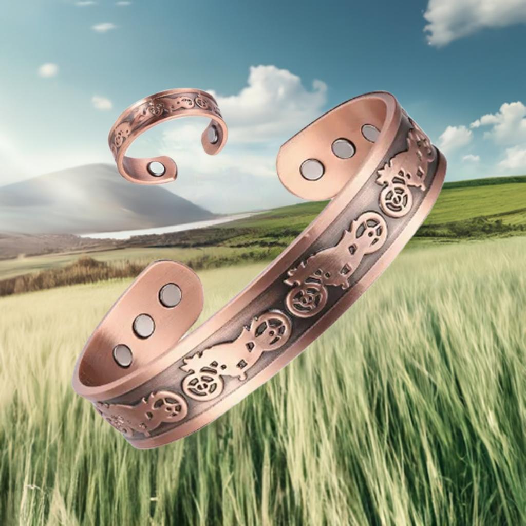 バングル 指輪 リング 純銅製ジュエリー 純銅磁気ブレスレット エネルギーマグネット付き 磁気ブレスレット ストレス解消 減量 痩身 調節可能 健康エネルギー 高磁石 瞑想 ヨガ 電磁波対策