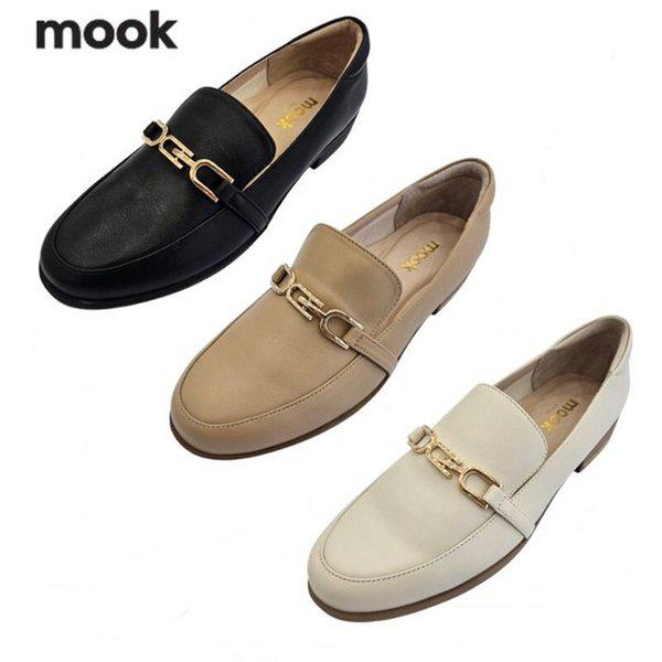 モダンメタル装飾モールドチャンローファー-GN