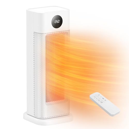 電気ファンヒーター セラミックヒーター 【エコモード&節電対策】 速暖 1-12H切タイマー付き 温度調節 大風量 首振り LCD温度表示 風量調整 リモコン付き 過熱保護 転倒OFF メモリー機能