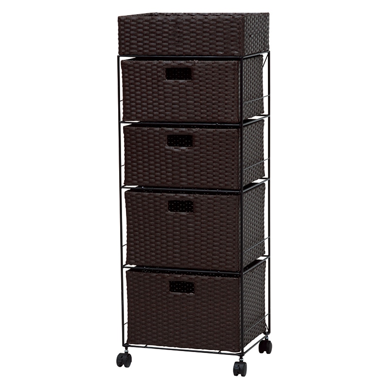 ランドリー収納 ダークブラウン ランドリーチェスト 引出し収納 4段 キャスター付 サニタリー収納 幅40 すき間収納