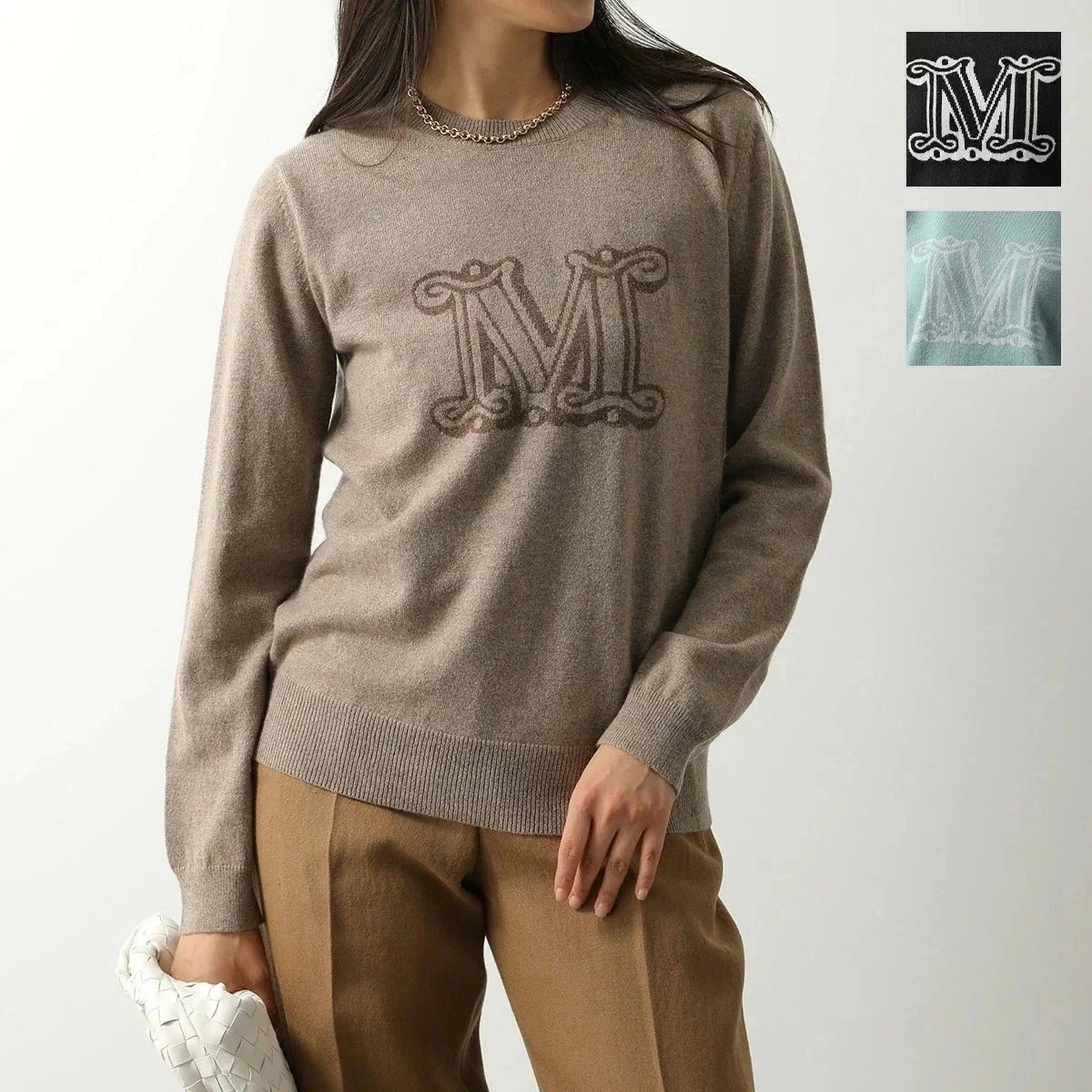 MAX MARA マックスマーラ ニット PAMIR パミール レディース セーター カシミヤ 長袖 Mロゴ ジャガード クルーネック カラー3色