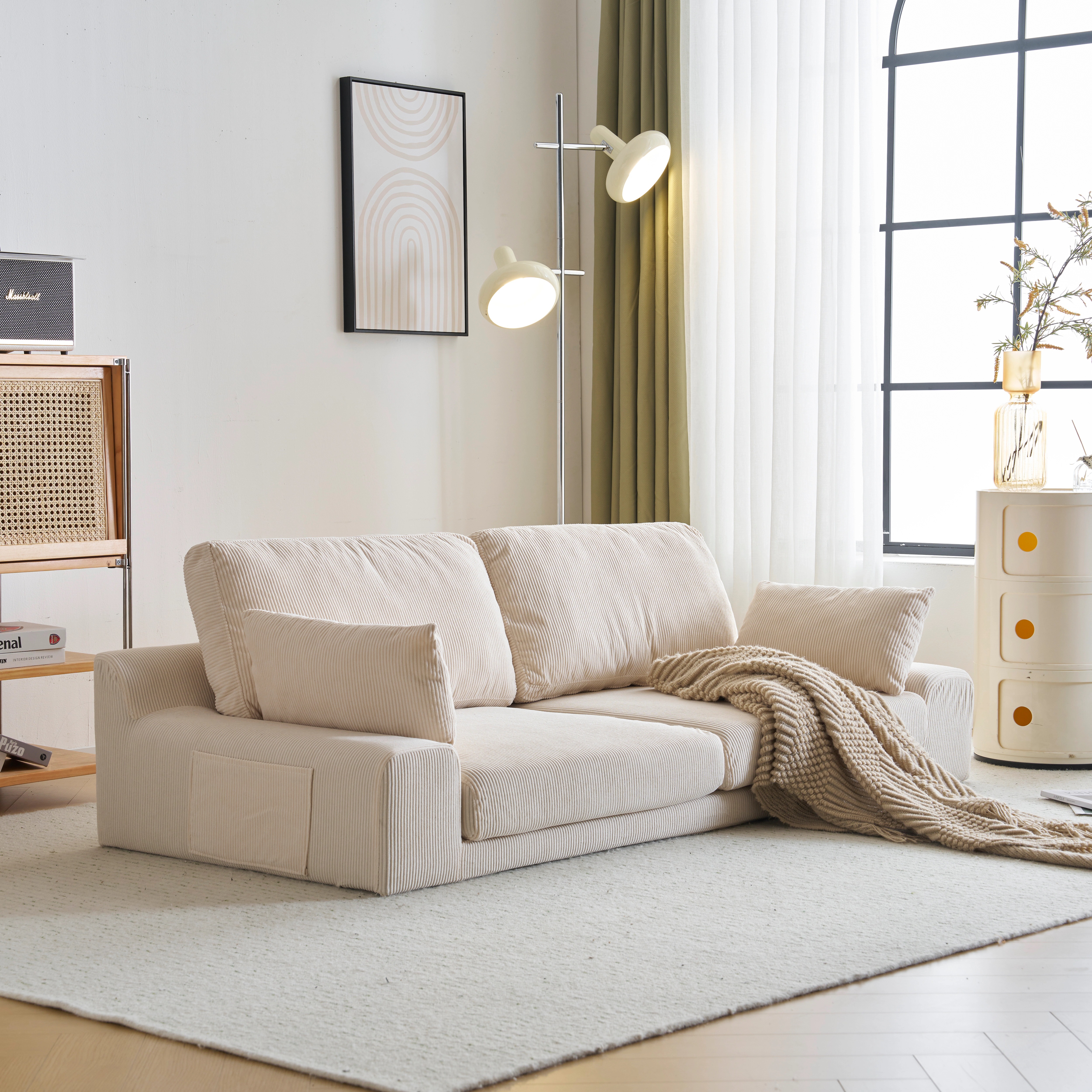 【大好評！最安値挑戦!】2人掛けソファベッド フロアソファ コンパクト 幅約167cm ローソファ こたつ用 ソファー 1人暮らし マルチに使える クッション付き 座椅子 1人掛けGG3204 Bei