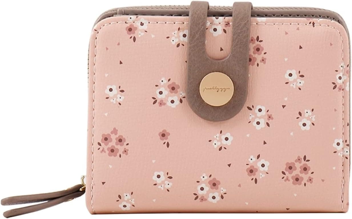 【20%OFFクーポン】財布 レディース 小さい財布 2つ折り 英字柄 花柄 ファスナー ボタン 大容量 小銭入れ カード入れ 多機能 取り出しやすい 軽い コンパクト コインケース ウォレット おし