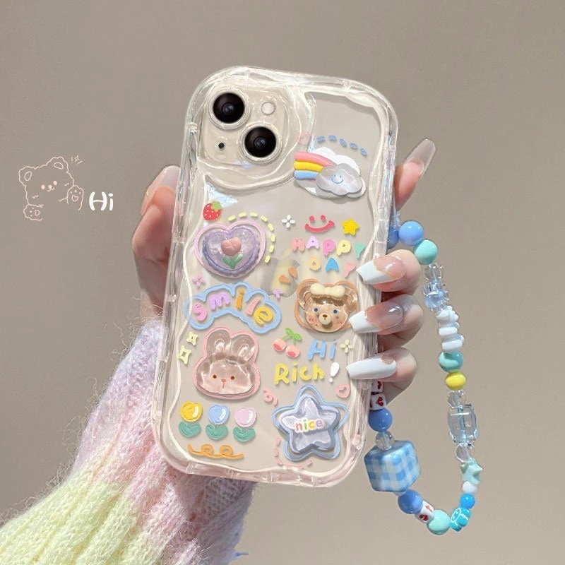 かわいい 韓国ファッション 透過性 13/12 14ケース クマちゃん かわいい りったい スマホケース