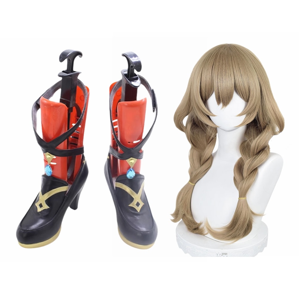 リサ 葉に隠れし芳名 コスプレ靴 ブーツ ウィッグ付き コスプレ 演出服 アニメ 祭り ハロウィン クリスマス 学園祭 文化祭 仮装