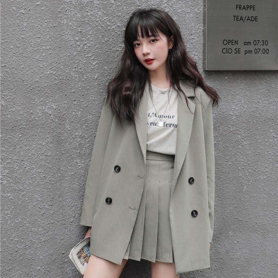 2点セット韓国ファッションレディーススーツジャケット高校生プリーツセーラー服ミニ2